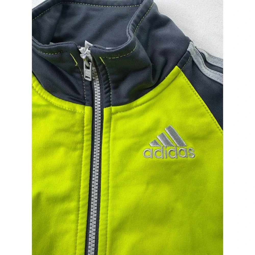 Adidas Boys‎ Track Jacket Neon Yellow Grey Full Zip 24 Months Sporty Stripe